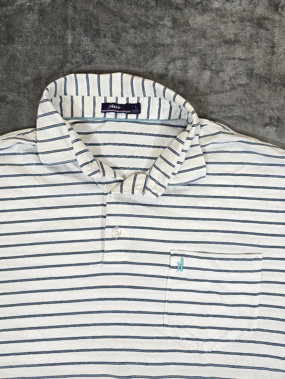 Vintage Johnnie-O Polo Pocket Shirt Size Large  Striped